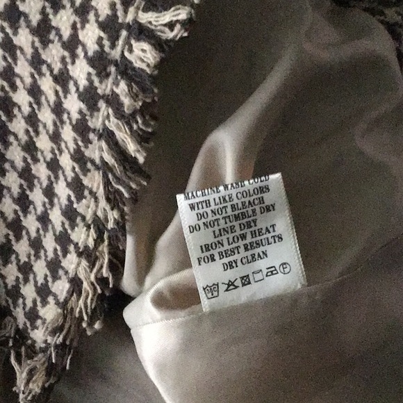 Love Riche Tan Brown Houndstooth Frayed Edging Lined Jacket Blazer NWT - Picture 16 of 16
